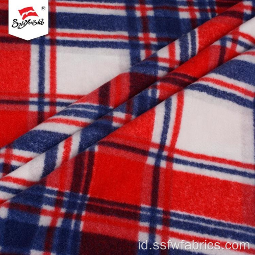 Inggris Periksa Print Fleece Tartan Fabric